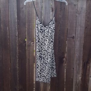 Ali & Jay silver and black sequin dress.